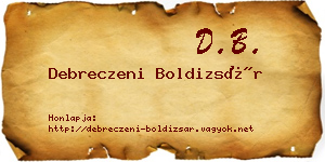 Debreczeni Boldizsár névjegykártya